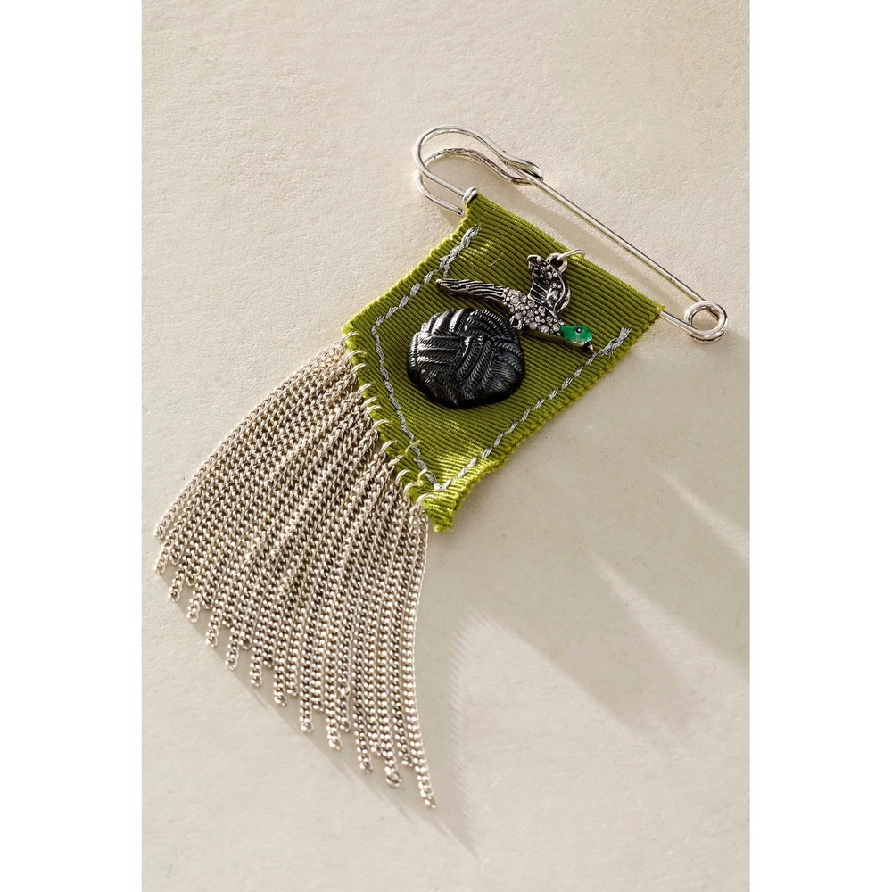 Free People Dutchess Fringe Brooch Bird Ball Yarn New Whimsical
